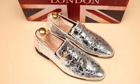 Celebrities In Loafers silver gold spike men loafers shoes luxury brand trendy flat footwear studded male patent leather oxford shoes for men