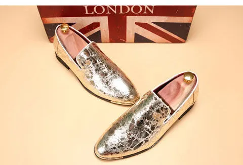 Best Loafers To Wear With A Suit silver gold spike men loafers shoes luxury brand trendy flat footwear studded male patent leather oxford shoes for men