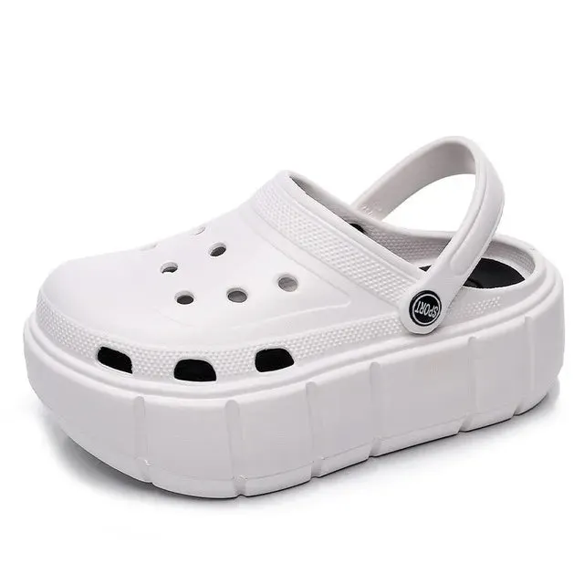 Summer Women Clogs Quick Dry Wedges Platform Garden Shoes Beach Sandals Home Slippers Thick Sole Increased Flip Flops for Women High Heel Flip Flops Stiletto