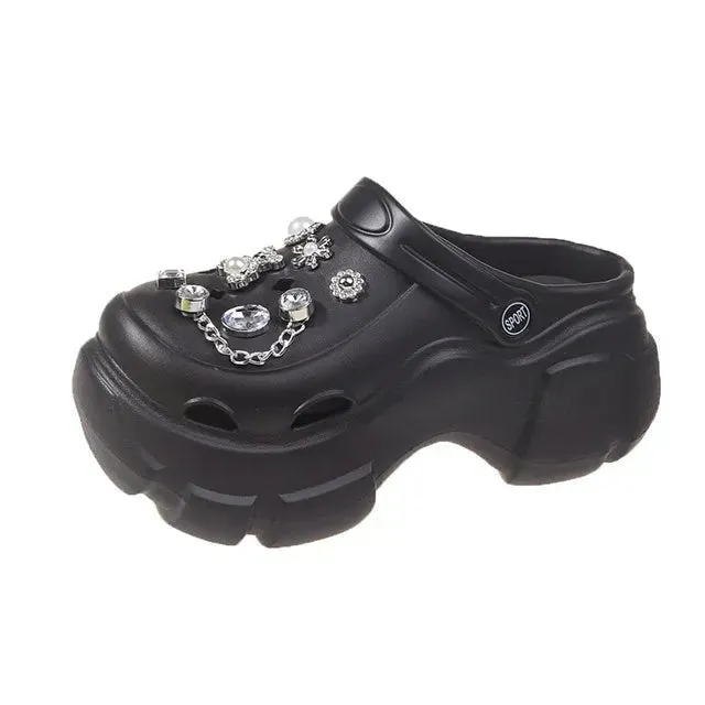 Flip Flops In Wide Width Summer Women Clogs Quick Dry Wedges Platform Garden Shoes Beach Sandals Home Slippers Thick Sole Increased Flip Flops for Women