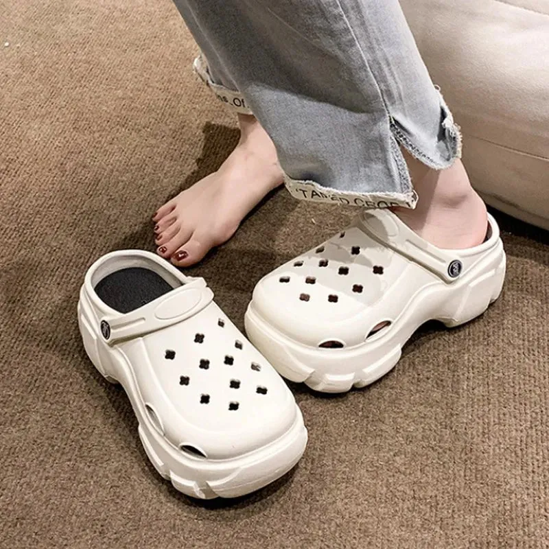 Summer Women Clogs Quick Dry Wedges Platform Garden Shoes Beach Sandals Home Slippers Thick Sole Increased Flip Flops for Women D Latch Flip Flop