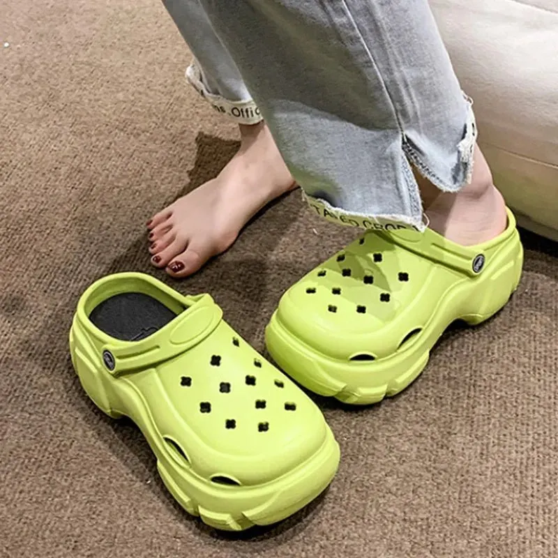 Cowgirl Flip Flops Summer Women Clogs Quick Dry Wedges Platform Garden Shoes Beach Sandals Home Slippers Thick Sole Increased Flip Flops for Women