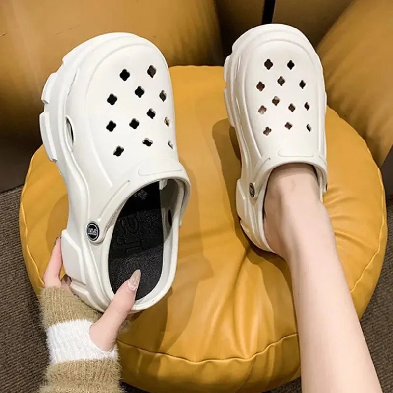 Summer Women Clogs Quick Dry Wedges Platform Garden Shoes Beach Sandals Home Slippers Thick Sole Increased Flip Flops for Women Flip Flops Size 5.5