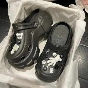 Ankle Strap For Flip Flops Summer Women Clogs Quick Dry Wedges Platform Garden Shoes Beach Sandals Home Slippers Thick Sole Increased Flip Flops for Women