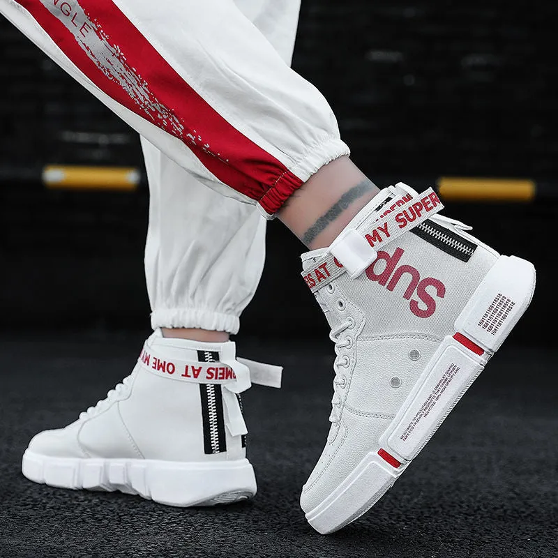 Korean Style High-Top Sports Shoes for Men Basketball Shoes