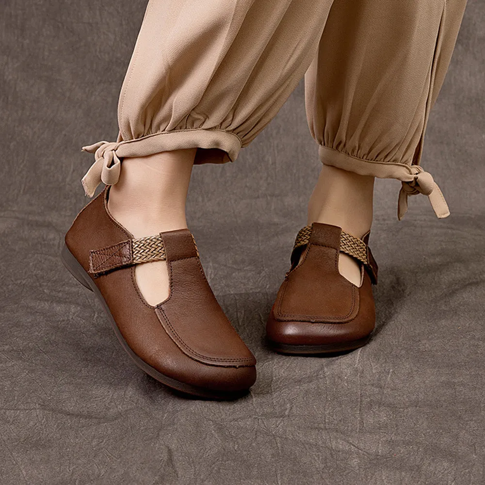 Woven Strap Women Velcro Flat Shoes Style Shoes Flats