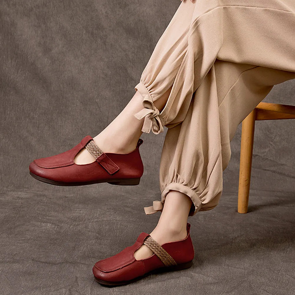 Woven Strap Women Velcro Flat Shoes Sims 4 Flat Shoes