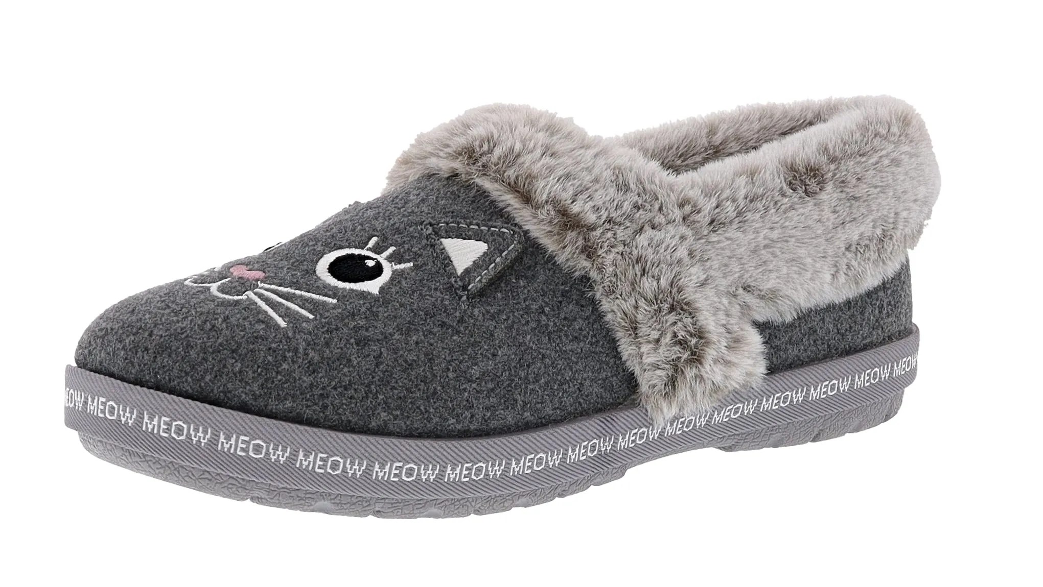 Skechers Women's Bobs Too Cozy Meow Jammies Slip On Slippers Plush Slippers