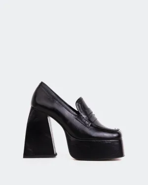 Echo Black Leather Adrian Quad Platform Loafers