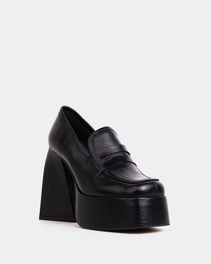 Echo Black Leather Monolith Brushed Leather Loafers