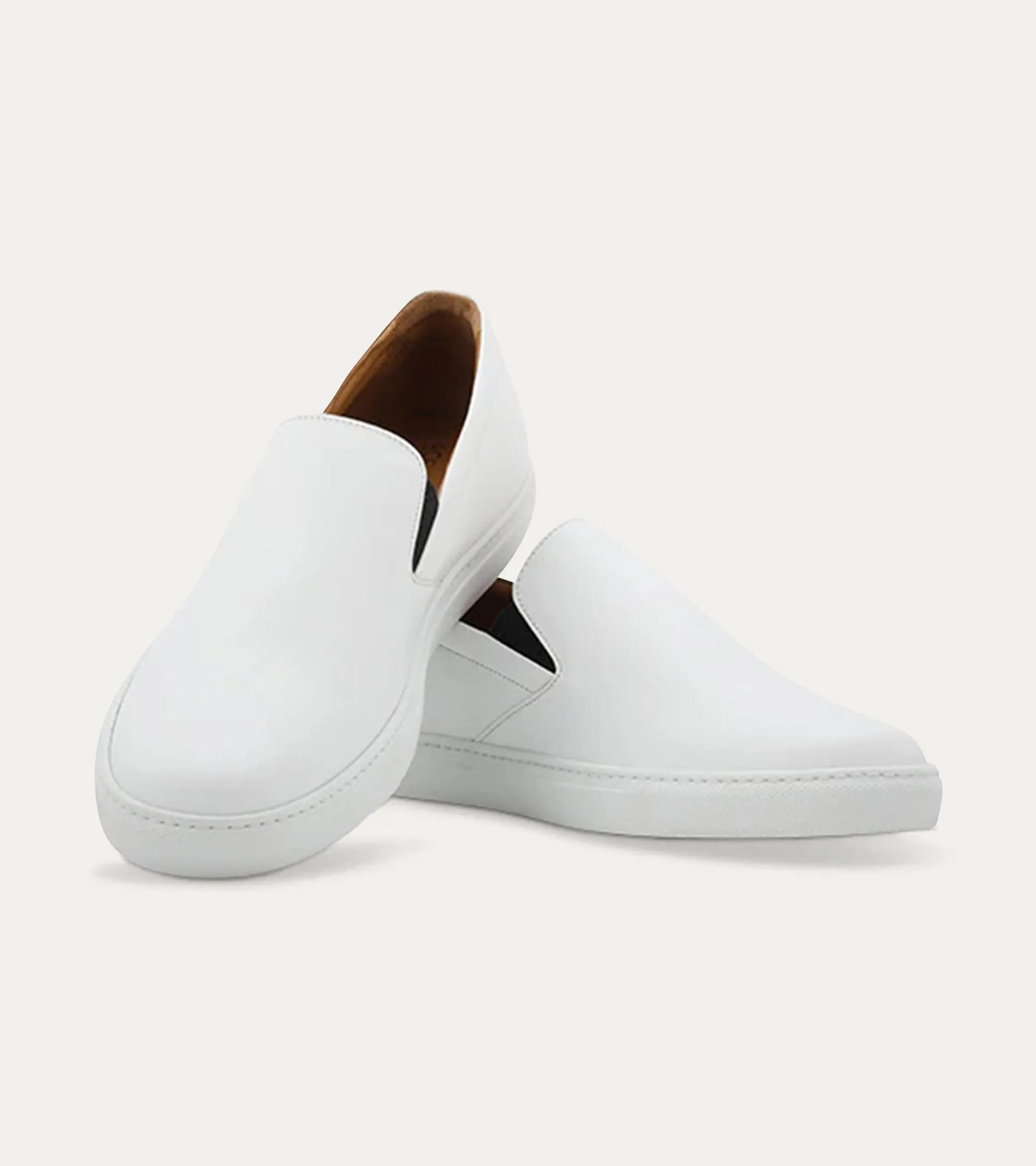 Slip On Sneaker In White Leather Off High Top Sneakers