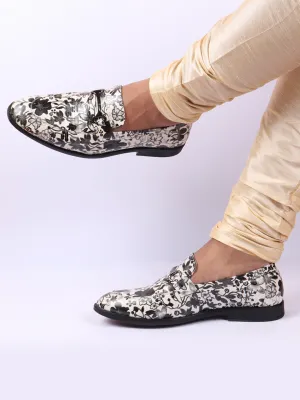 Loafers Fall Men Grey Floral Print Horsebit Buckle Weekend Wedding Evening Party Shoes Loafers