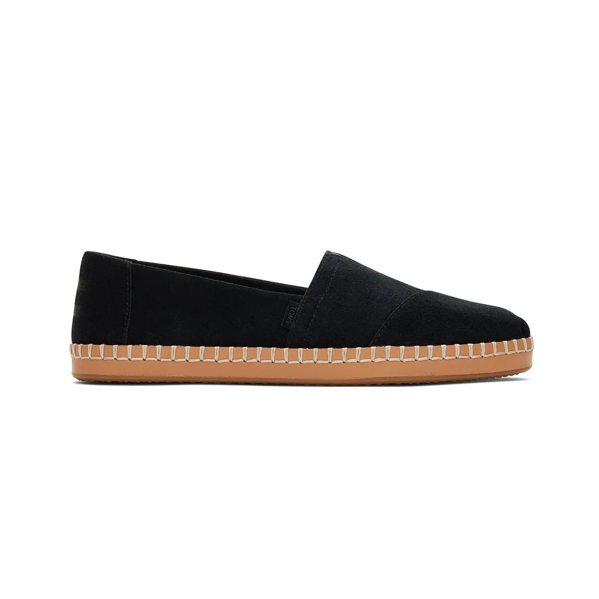 TOMS Espadrille Alpargata Leather Wrap Women - Black Suede Canvas Slip On Running