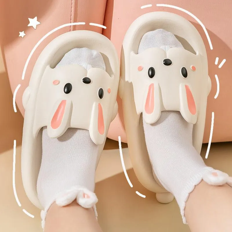 Cute Rabbit Slippers For Kids Women Summer Home Shoes Bathroom Slippers Puffy Slippers