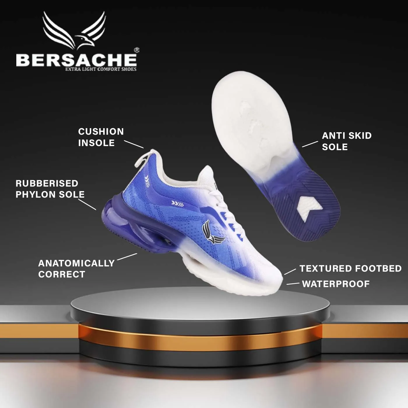 Everlane Slippers Bersache Premium Sports ,Gym, Trending Stylish Running Shoes For Men  (9187-Blue)