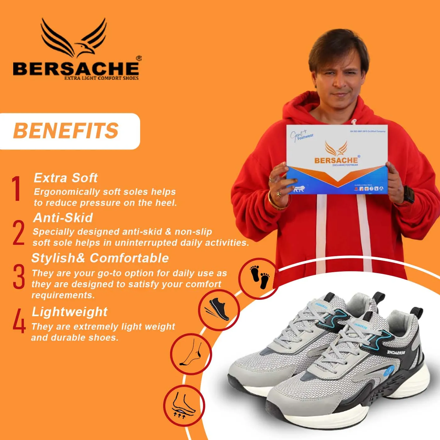 Bersache Premium Sports ,Gym, Trending Stylish Running Shoes For Men (9182-Grey) Designer Rubber Slippers