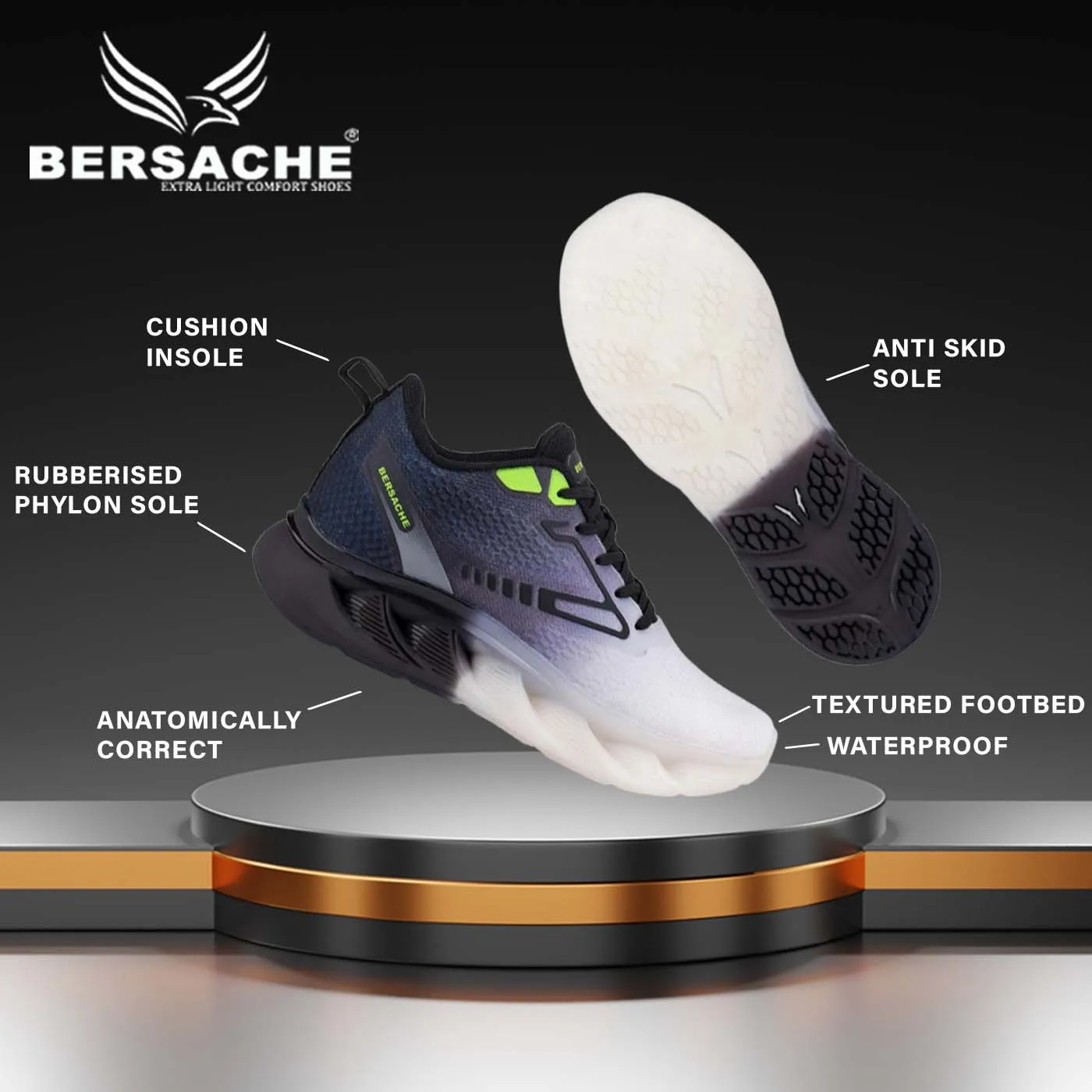 Bersache Sneaker, Loafers ,Casual With Extra Comfort Sneakers For Men  (9170-Black) Fluffy Shoes Slippers