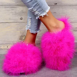 Baddie Flip Flops Slippers Woman Ostrich Fur Women Shoes Flat Slipper Women's Flip Flops Brand Ladies Sandals Female Flipflop Luxury Sandal