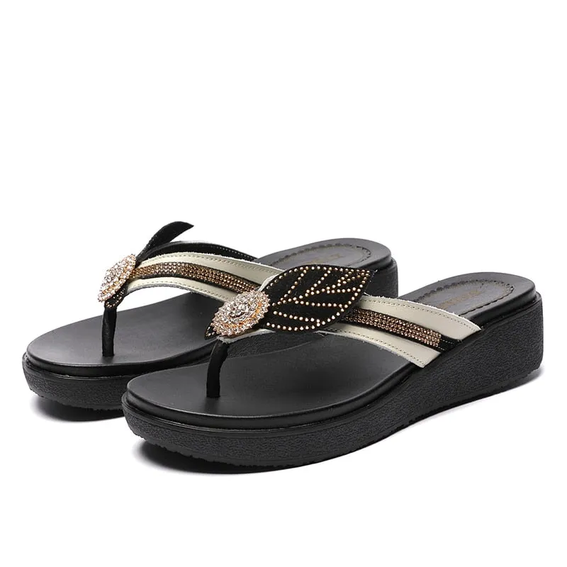 GKTINOO 2021 Summer Platform Flip Flops Fashion Beach Shoes Woman Anti-slip Genuine Leather Sandals Women Slippers Shoe Breaking In Flip Flops