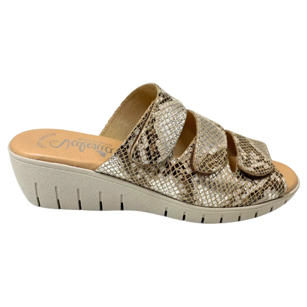 Valeria's Georgette Bronze Soft Leather Sandal (Women's) Bare Traps Sandals Shoes