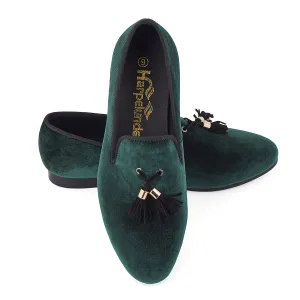 Ralph Lauren Loafers Harpelunde Men Shoes Green Slip-On Velvet Loafers