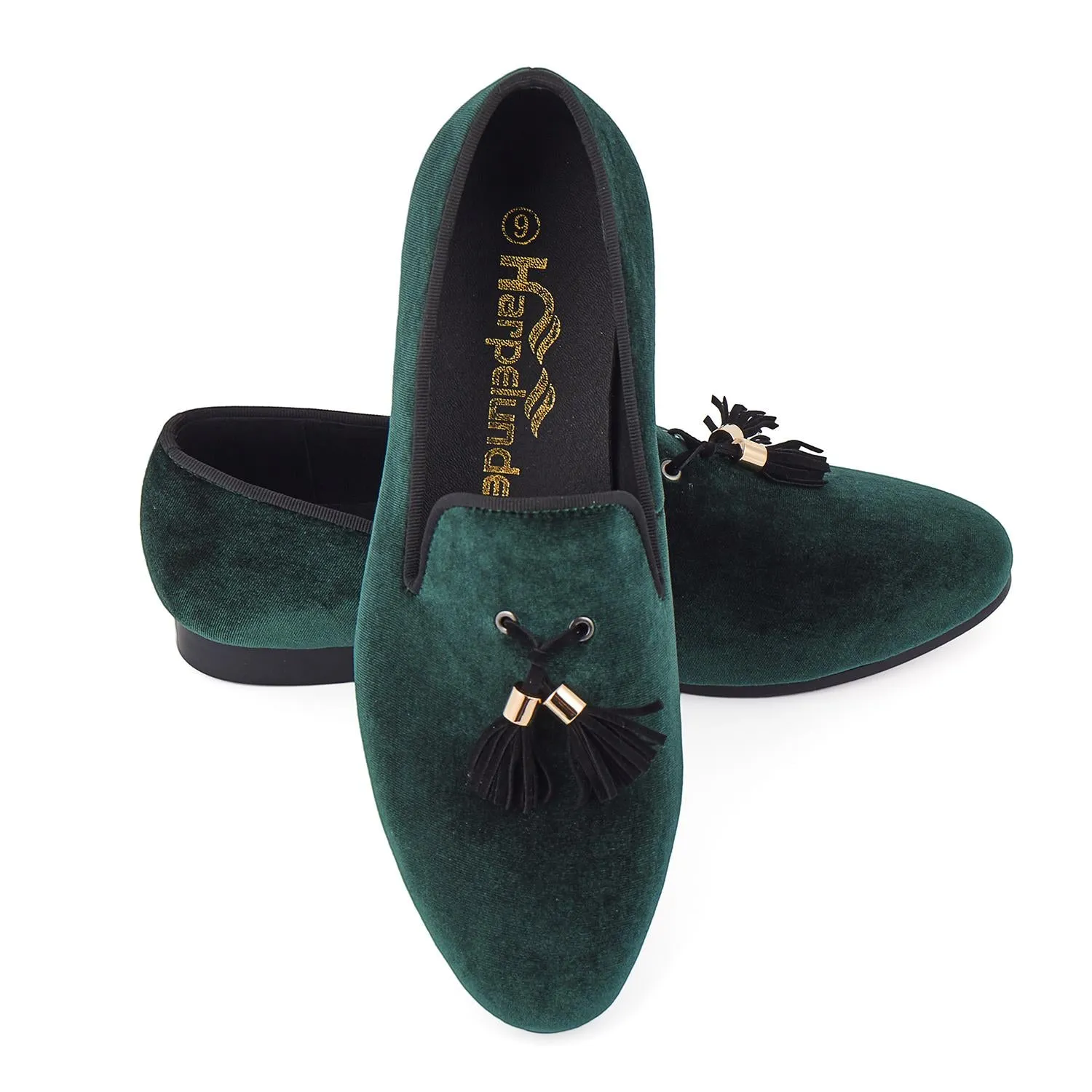 Loafers Wide Feet Harpelunde Men Shoes Green Slip-On Velvet Loafers