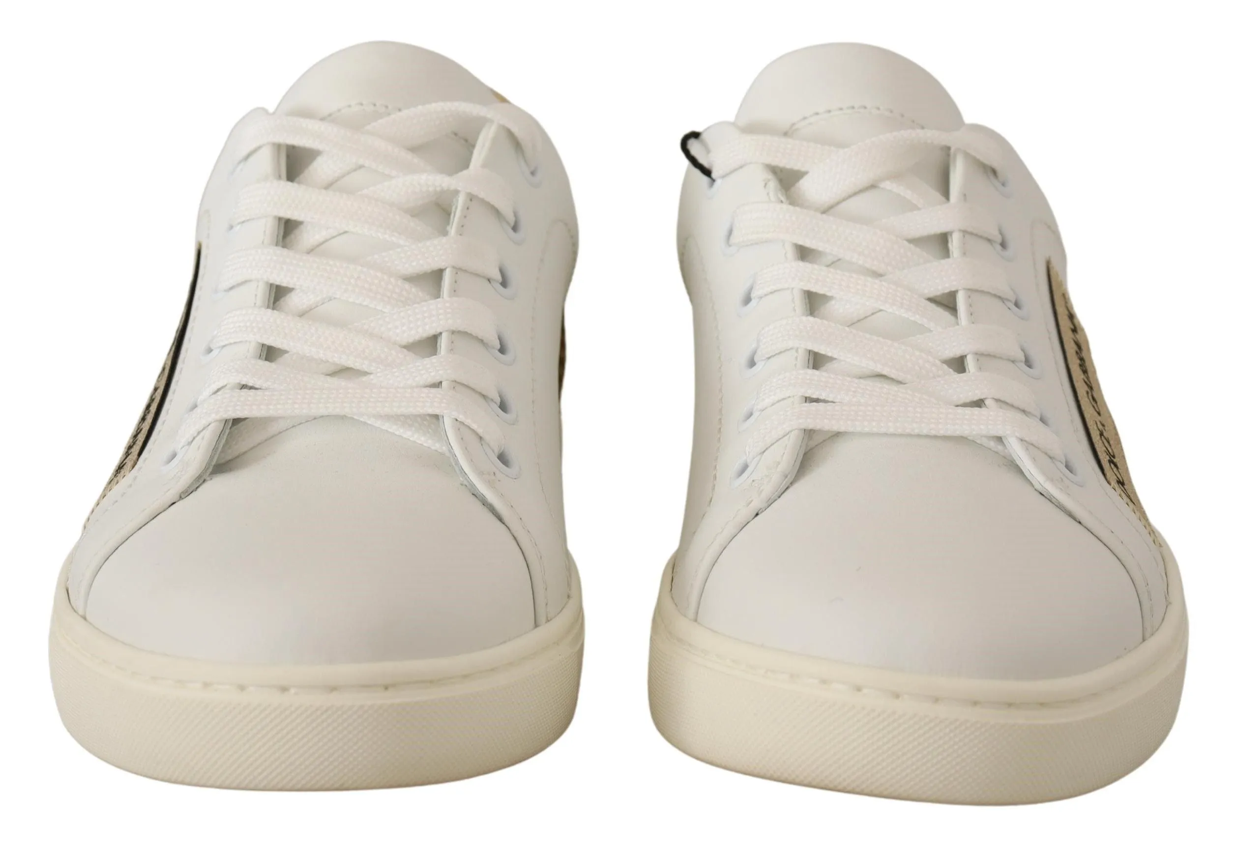 Bird Sneakers Dolce & Gabbana White Gold Leather Low Top Sneakers