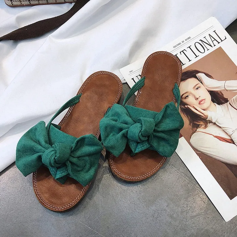 Grandpa Flip Flops WENYUJH 2019 Women Bow Summer Sandals Slipper Indoor Outdoor Flip-flops Beach Shoes New Fashion Female Casual chanclas mujer