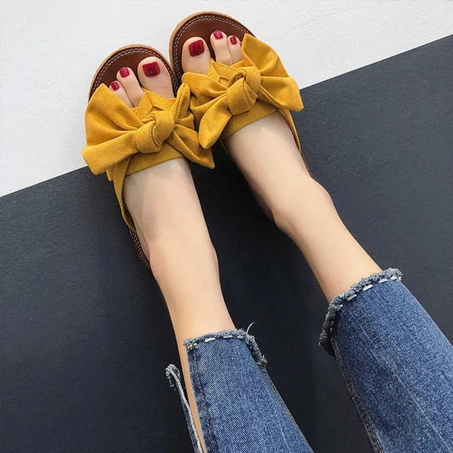 Frog Flip Flops WENYUJH 2019 Women Bow Summer Sandals Slipper Indoor Outdoor Flip-flops Beach Shoes New Fashion Female Casual chanclas mujer