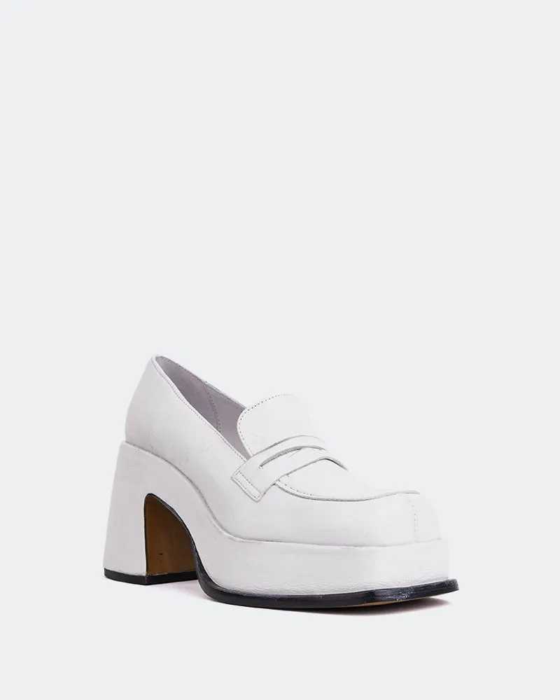 Platform Lug Sole Loafers Rochfort White Leather