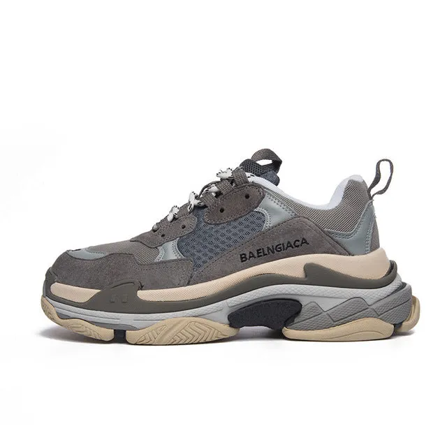 Sneakers Platform Leather Mesh Sports Sneakers Lace Up Thick Bottom Sabrina Sneakers