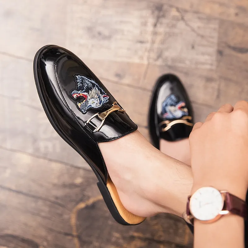 Liz Loafers UYO Men's Italian Cat Print Backless Loafers