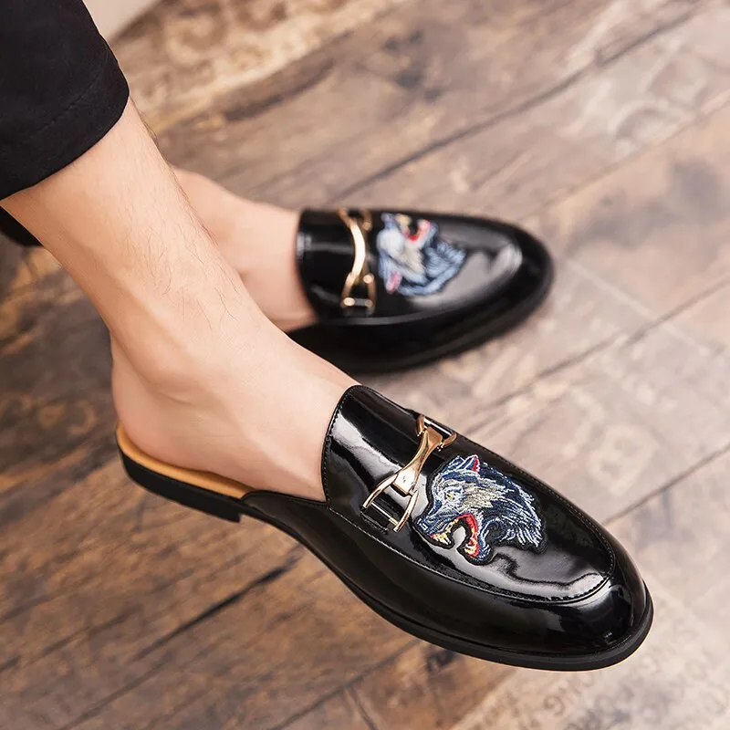 UYO Men's Italian Cat Print Backless Loafers Ellis Penny Loafers