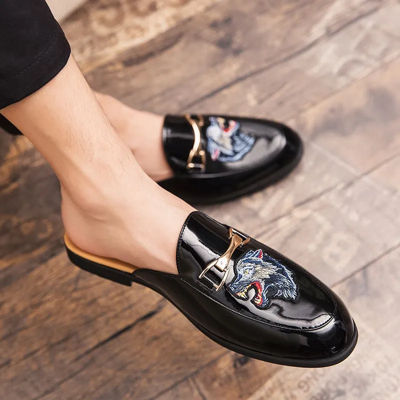 UYO Men's Italian Cat Print Backless Loafers Riali Loafers