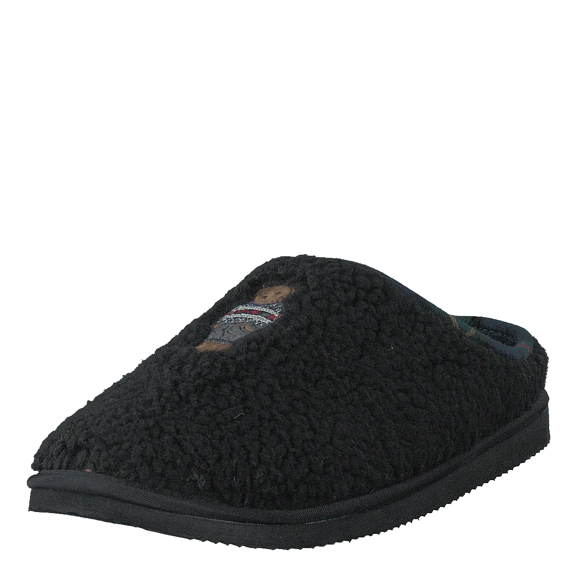 Tasman Slippers Charlotte Scuff Bear Black