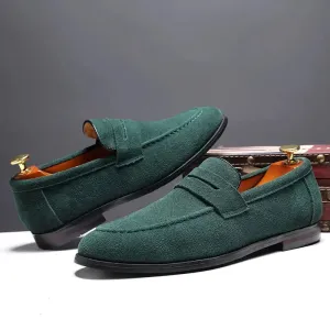 Jack Erwin Loafers Wiaofellas Classic Style Frosted Leather Men Soft Loafers Men Flats Comfortable Driving Shoes Slip on Loafers Moccasins Green Casual Shoes