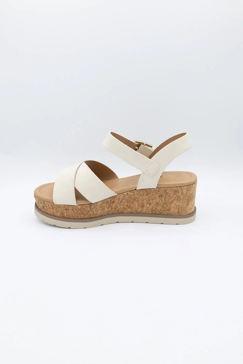 Formal Dress Sandals Soda Clever Criss Cross Platform Sandals for Women in Beige | CLEVER-S BEIGE