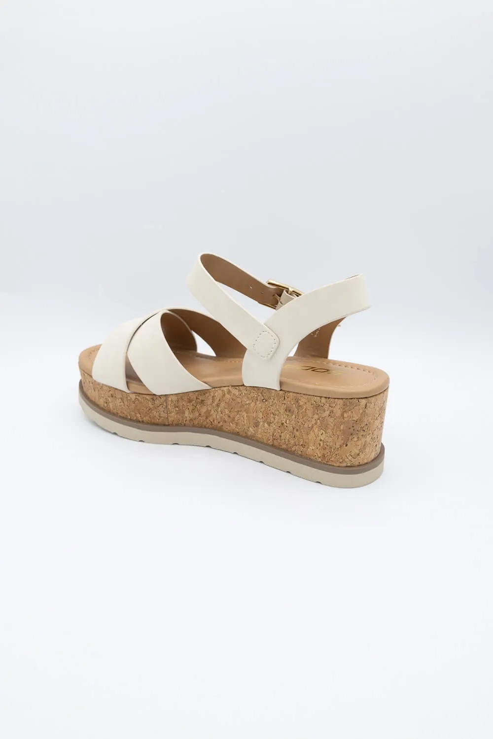 Soda Clever Criss Cross Platform Sandals for Women in Beige | CLEVER-S BEIGE Skechers