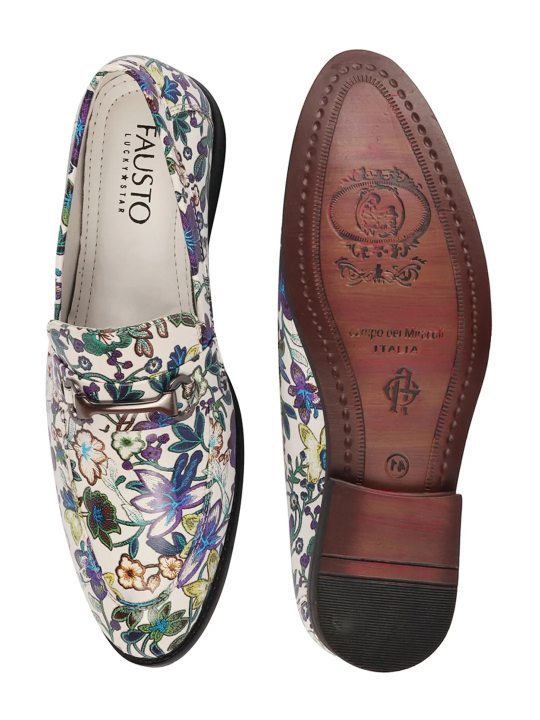 Loafers Gucci Men Multi Floral Print Horsebit Buckle Weekend Wedding Evening Party Shoes Loafers