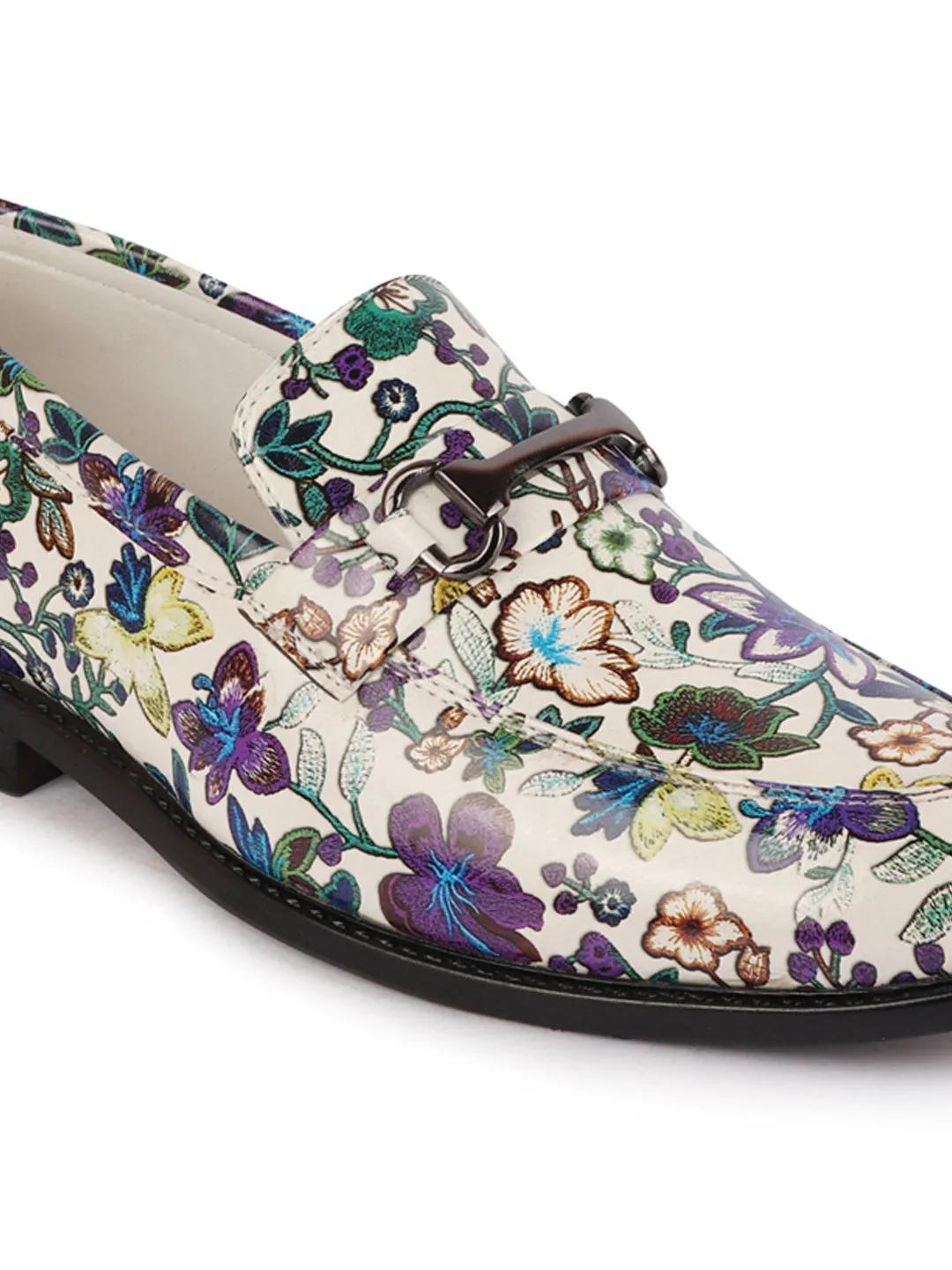 American Classics Bit Loafers Men Multi Floral Print Horsebit Buckle Weekend Wedding Evening Party Shoes Loafers