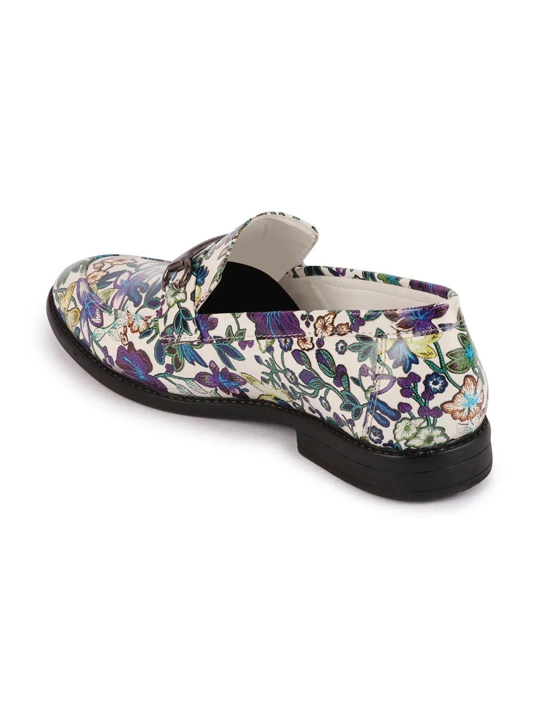 Men Multi Floral Print Horsebit Buckle Weekend Wedding Evening Party Shoes Loafers Bass Weejuns Larson Penny Loafers