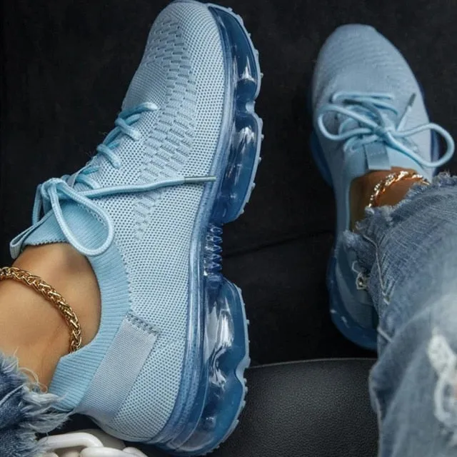 Mix Colors Stretch Fabric Ladies Lace Up Casual Vulcanized Shoes Sports Shoes High Top Slip On Sneakers