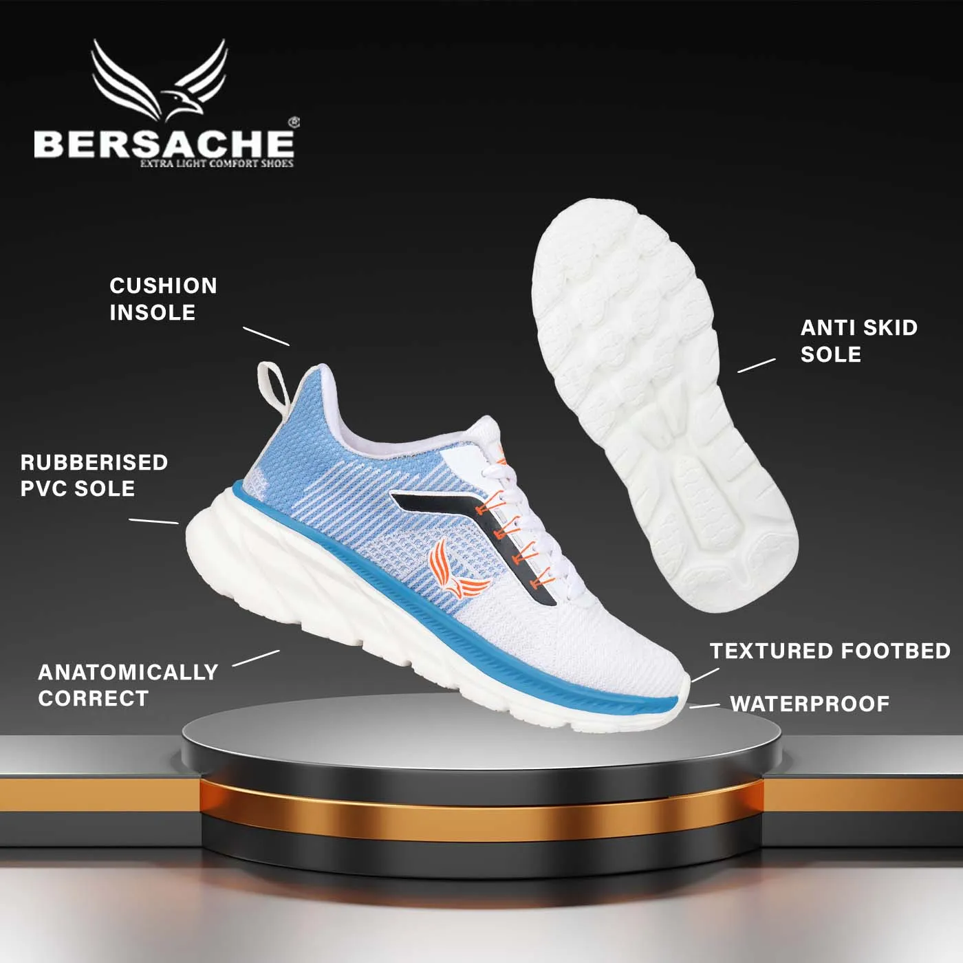 Slides Price Bersache premium Sports ,Gym, tranding Stylish Running shoes for men -8020 (Blue)