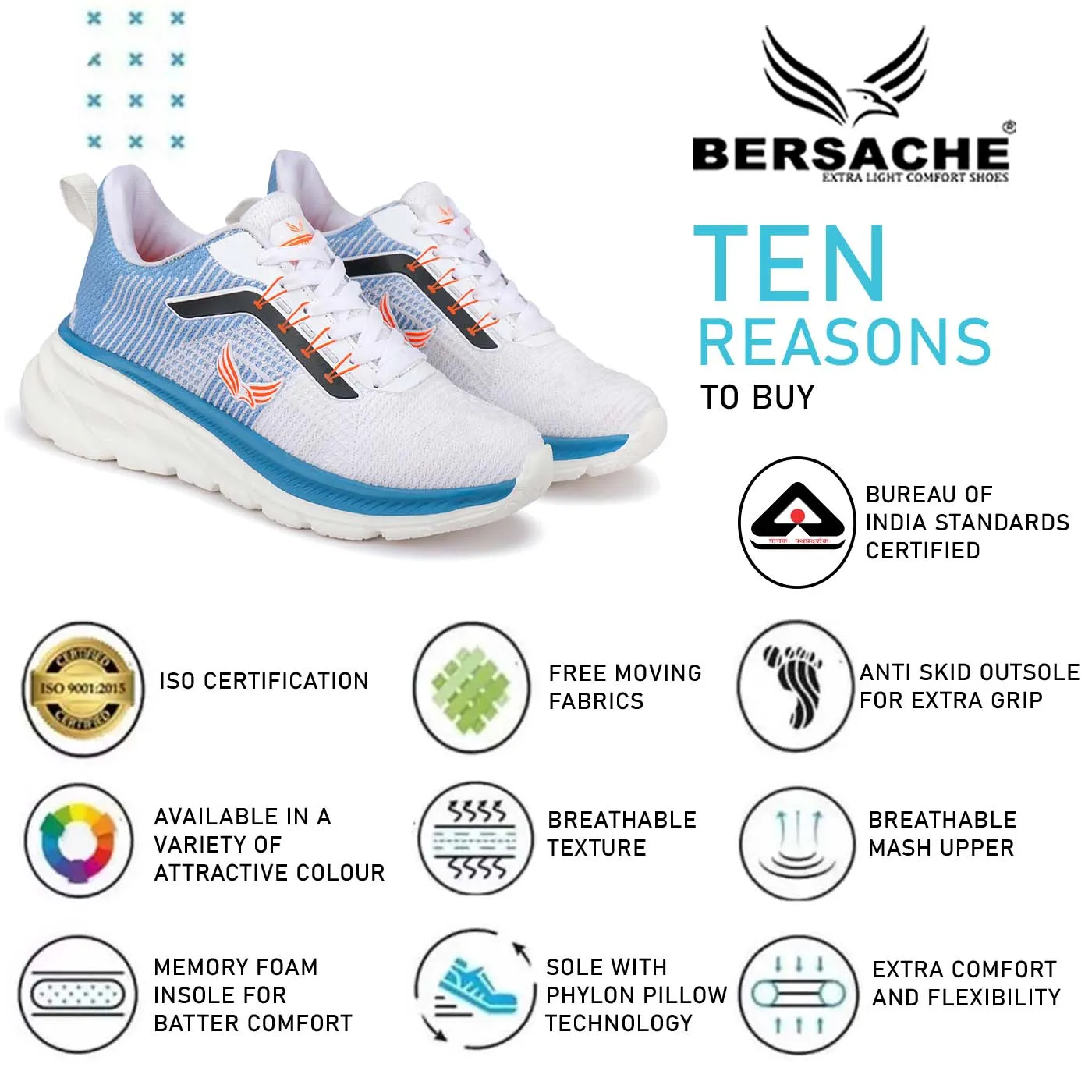 Gecko Slippers Bersache premium Sports ,Gym, tranding Stylish Running shoes for men -8020 (Blue)