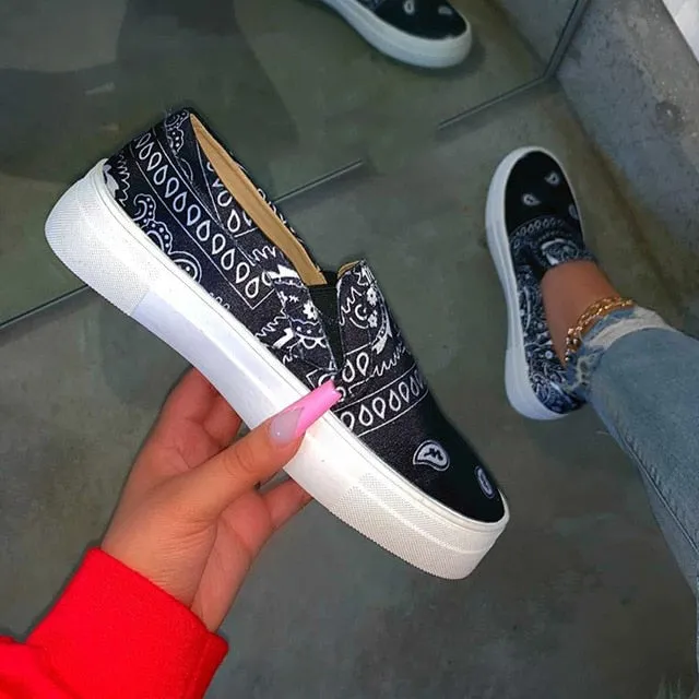 Chunky Loafers With Tights Dropship Women Flat Loafers Print Leather Vulcanized Shoes Summer Spring Women Casual Shoes Round Toe Woman Girls Shoes