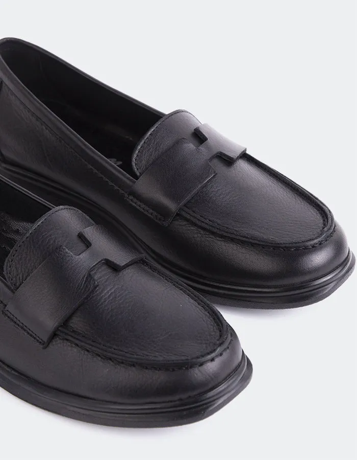 Loafers Casual Shoes Yasmin Black Leather