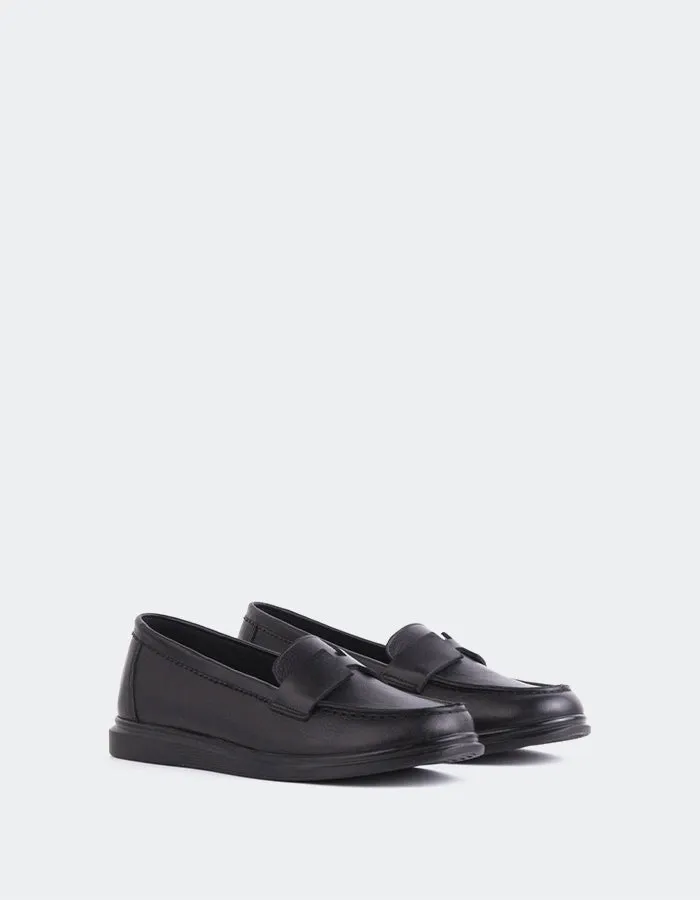 Yasmin Black Leather Grasshopper Loafers