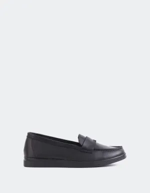 Yasmin Black Leather Leather Slip On Loafers