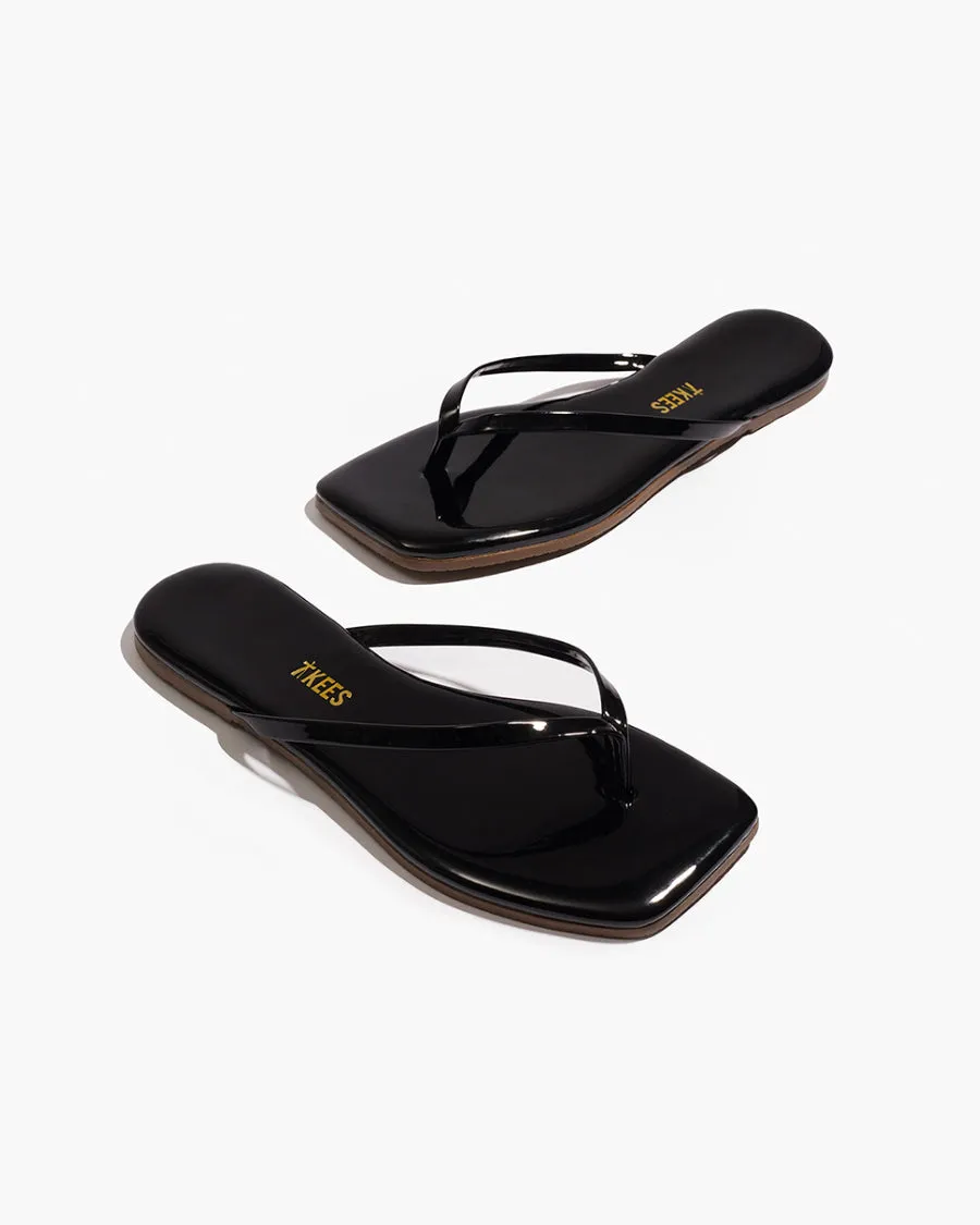 Sole Support Flip Flops Square Toe Lily - Licorice