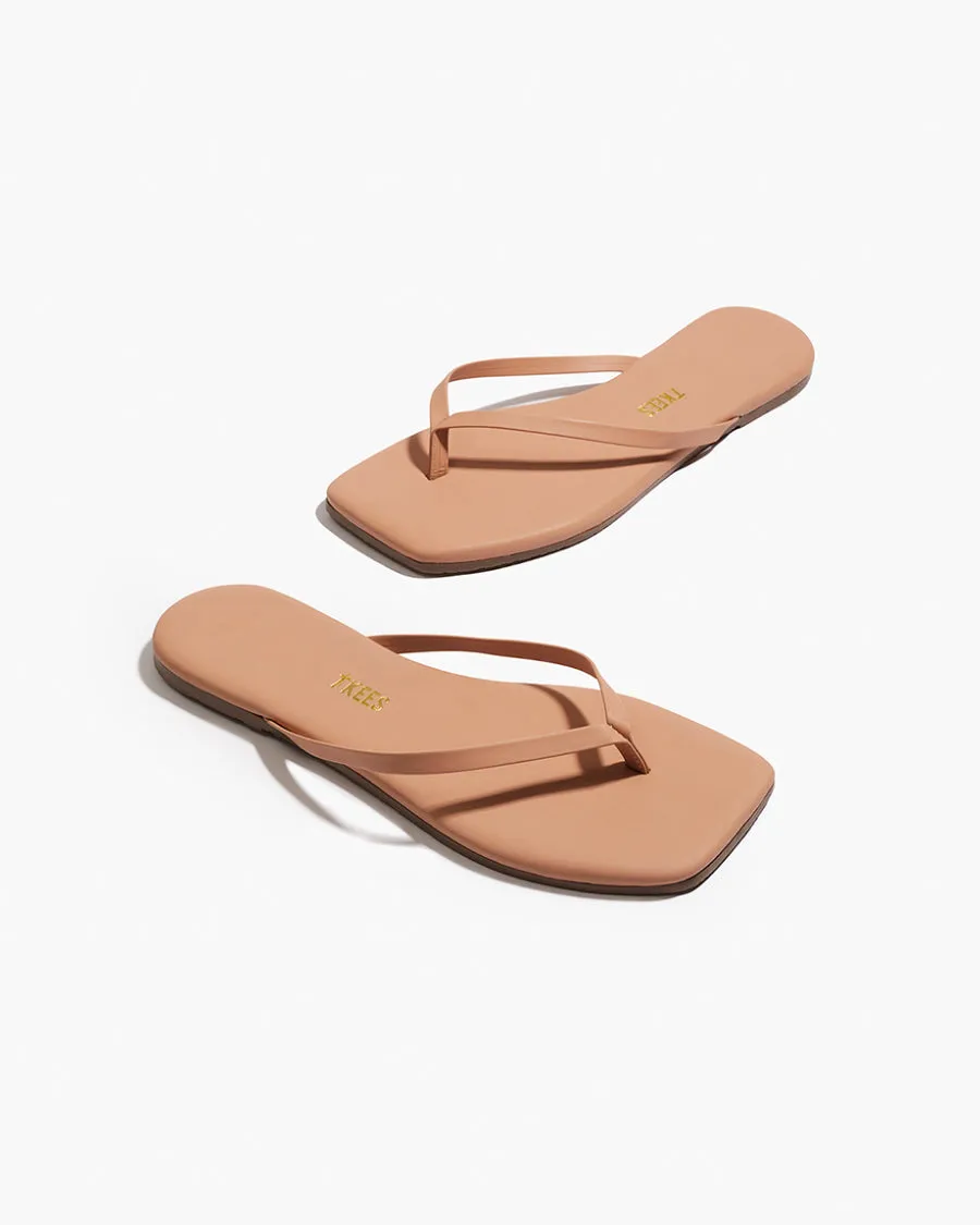 Square Toe Lily - Nude Beach Checkered Flag Flip Flops